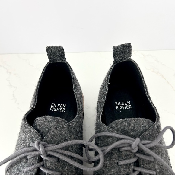 Eileen Fisher System Nims Platform Oxford Shoes Lace Up Grey Felt Size 10 NWOT - Picture 6 of 14